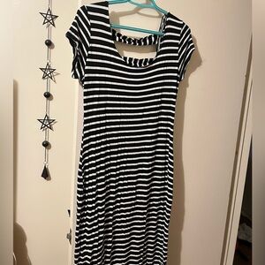 Black and White Striped Maxi Dress